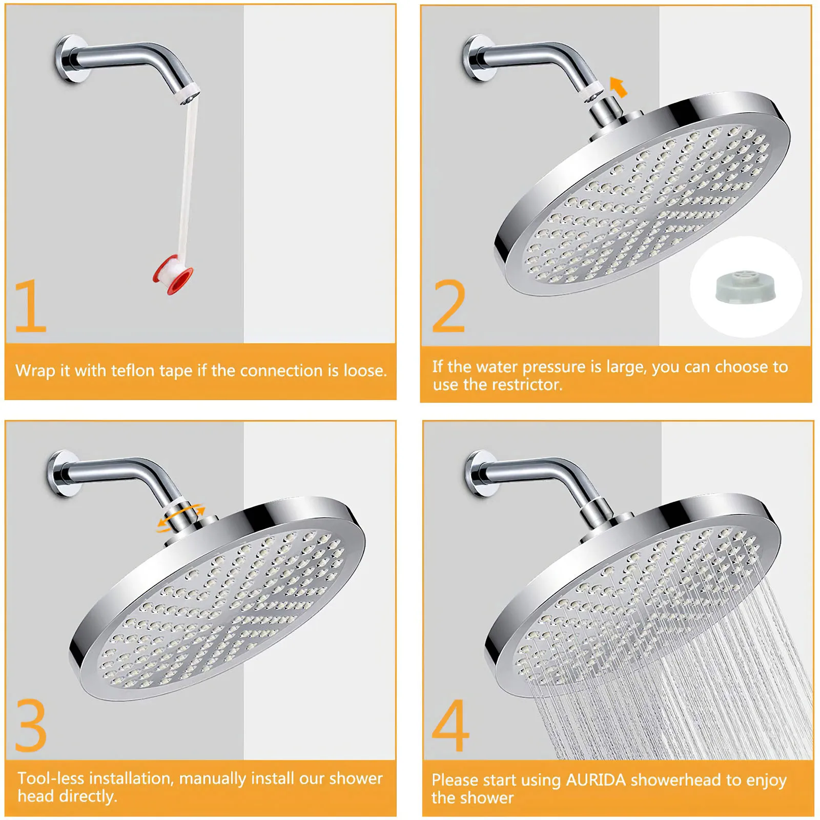 

Large Rainfall Shower Head With Bathroom Top Spray Shower Head Hotel Nozzle Head High Pressure Rain Showerhead With Adjustable