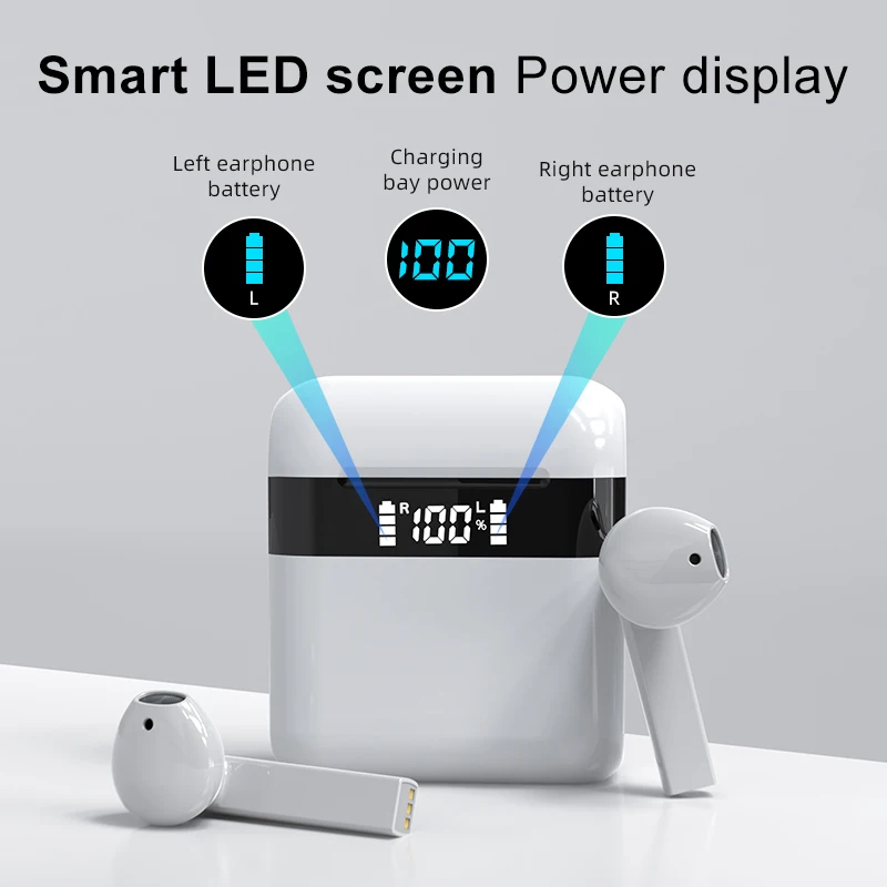 Bluetooth 5.0 Wireless High-tech in Ear Premium Sound with Deep Bass detection Headset LED display Earpiece Portable Stereo