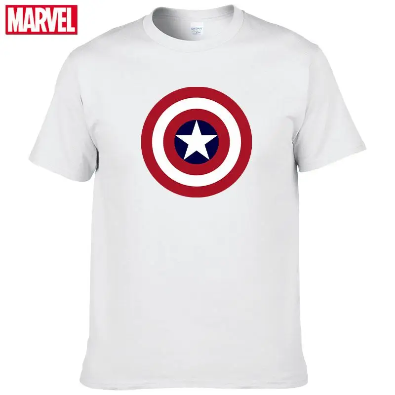 Мужская хлопковая футболка с коротким рукавом принтом Marvel The Avengers Captain America лето
