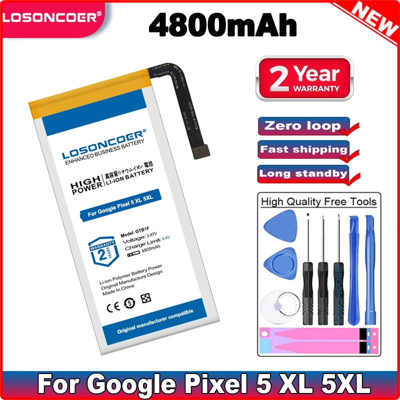 LOSONCOER 4800 мАч GTB1F Аккумулятор для Google Pixel 5 мобильный телефон аккумулятор |