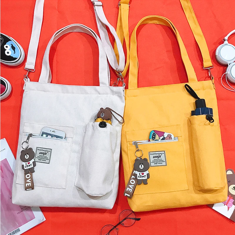 

Canvas Women's Handbag Shoulder Bags Large Capacity Simple Folding Handbags Tote Casual Shopping Bag Book Bags for Girl Reusable