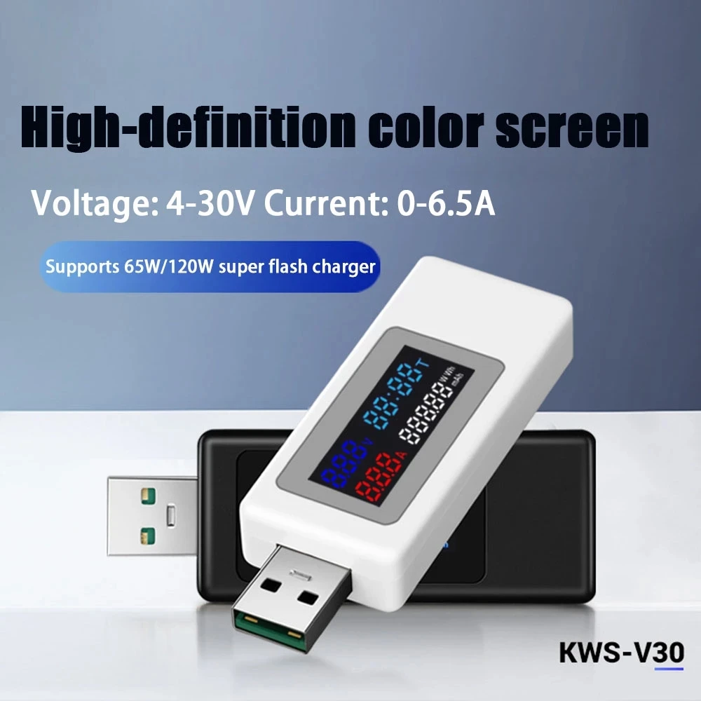 

KEWEISI KWS-V30 USB измеритель мощности, тестер IPS, цветной дисплей, 120 Вт, детектор напряжения тока и емкости, вольтметр