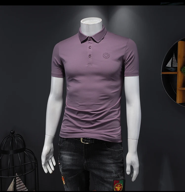 

2021 Fashion Summer T Shirt Men Short Sleeved Male Turndown Collar Casual tshirt Colors T-Shirts Men Clothing