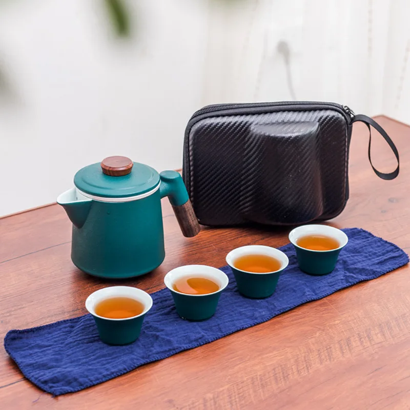 

Customize Tea Set Purple clay Portable Teapot Set Outdoor Travel Gaiwan Tea Cups of Tea Ceremony Teacup Fine Gift Organizer New