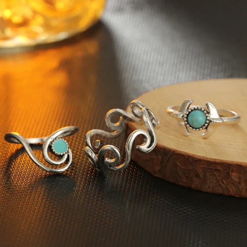 6 шт./компл. богемные наборы колец на пальцы средней длины для женщин винтажные