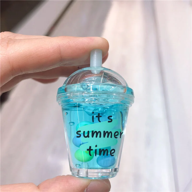 Новый движущийся брелок с жидкостью милый искусственный жемчуг молочный чай