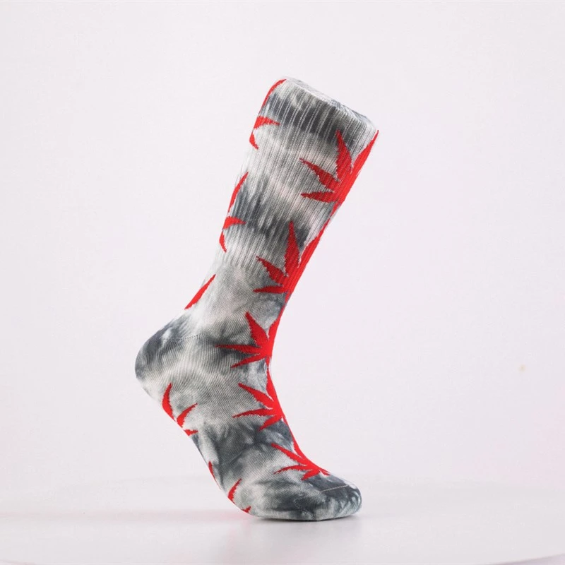 3 Pairs/Men's Socks High Quality New Winter Warm Thicker Cotton Tie-Dyed Maple Leaf Print Sports High Socks Man Skateboard Socks enlarge