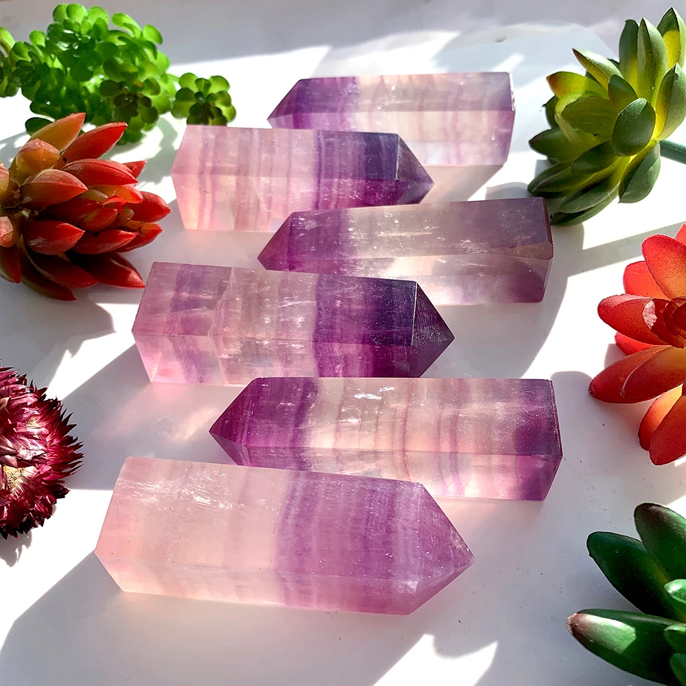 1 шт. натуральный кристалл розовый фиолетовый флюорит драгоценный камень