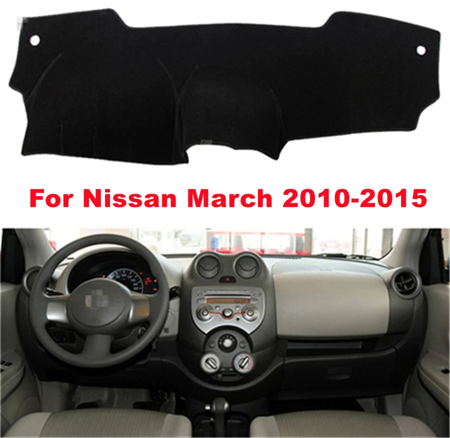 

Черный чехол на приборную панель автомобиля для Nissan March (2010-2015) 2011-12-2013-2014, автомобильный солнцезащитный ковер, протектор, коврик для приборно...