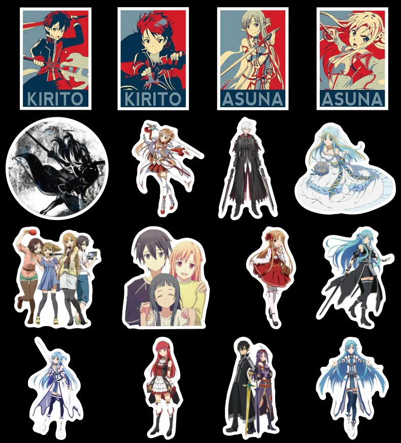 50 штук анимэ Sword Art Online (SAO) Наклейки для декора стен холодильник Мотоцикл