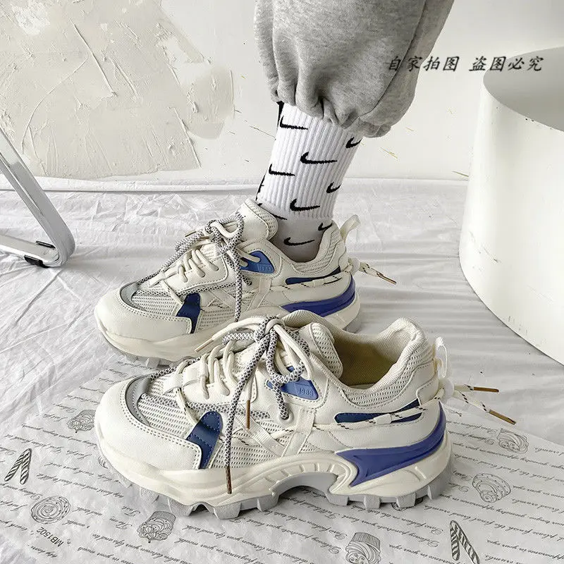 

Women Sneakers Fashion Mesh Chunky Sneakers Casual Shoes Autumn Reflective Comfortable Thick Sole White Dad Flats Platform Shoes