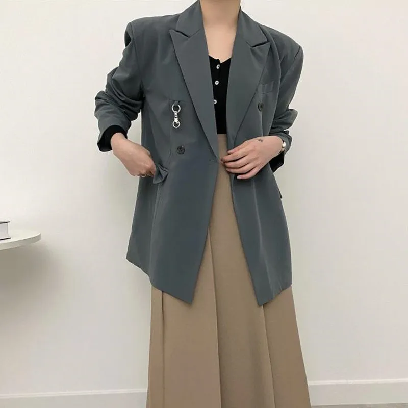 Офисная одежда HziriP минималистичный Серый Блейзер новинка 2020 Осенний элегантный