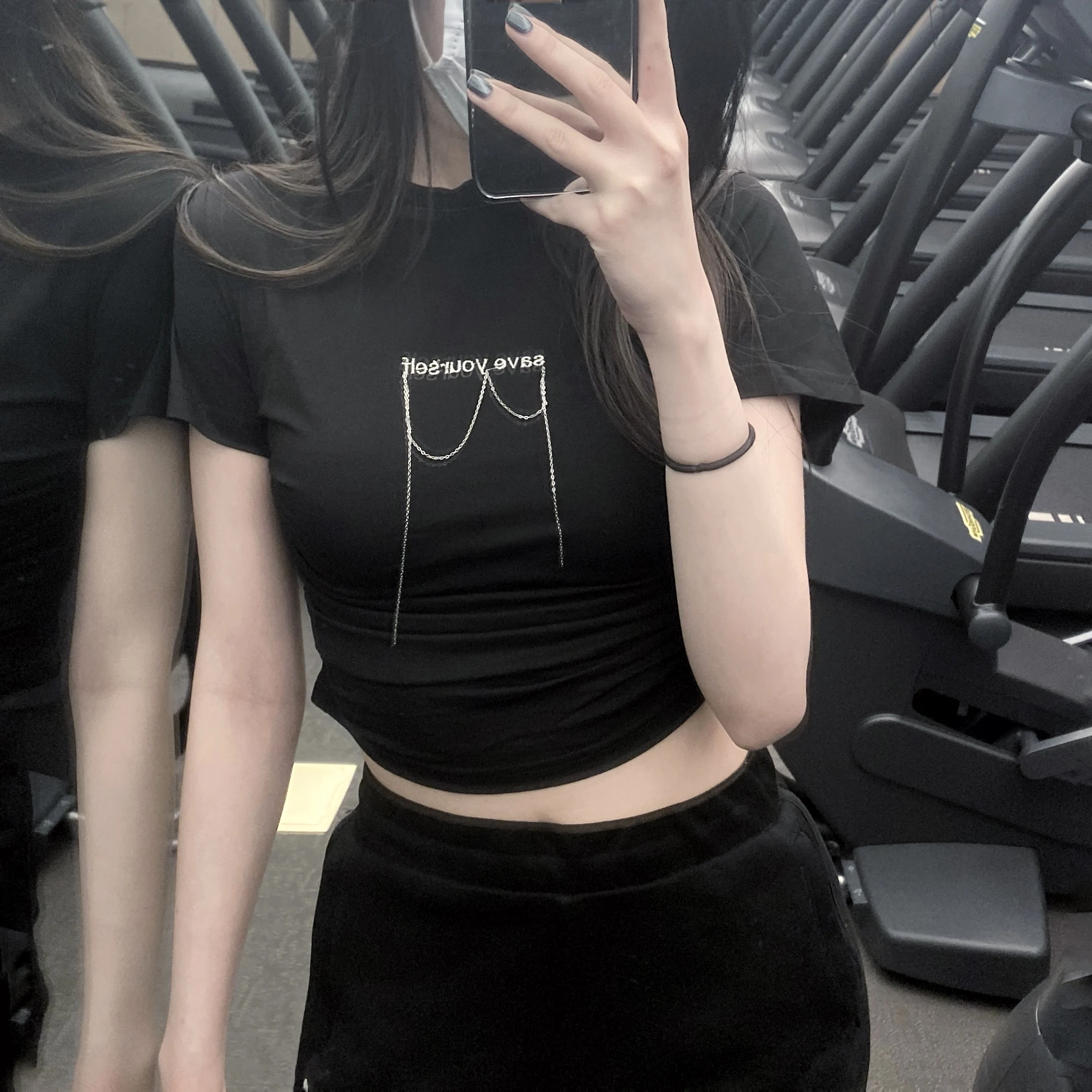 

Футболка женская хлопковая, с коротким рукавом, красная, однотонная, с высокой талией, 2021