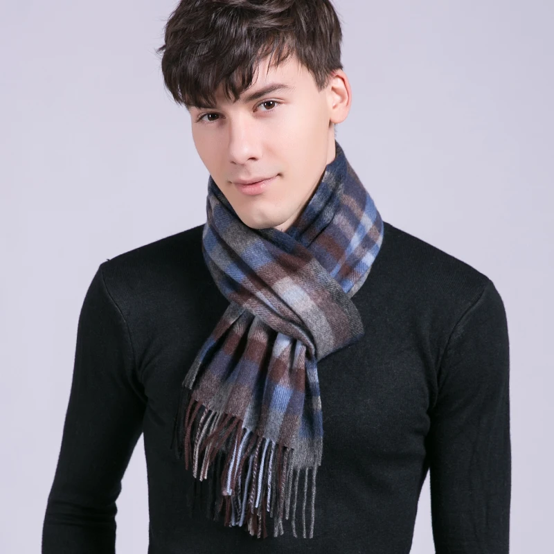 Man Wool Scarf for Winter Warm Neckerchief Plaid Tassels Wraps and Shawls Echarpe Homme Bufanda Hombre Soft Warm Winter Scarves