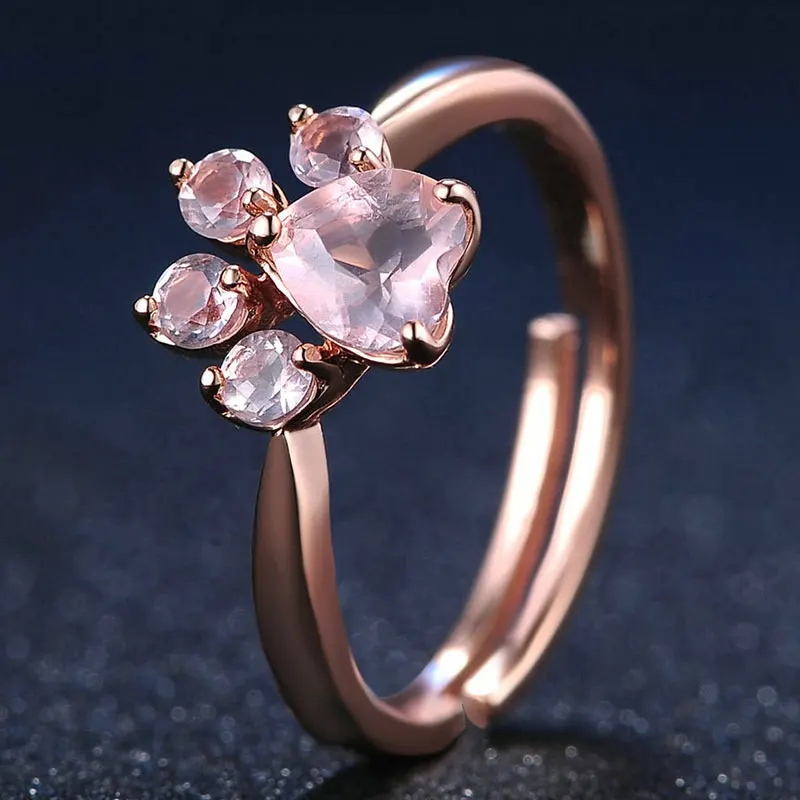 Модные Розовые Кристальные кольца с лапой кошки для женщин 2020 новое розовое