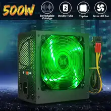 Max 500W источник питания 120 мм светодиодный вентилятор 24 Pin PCI SATA ATX 12V компьютерный блок питания 110~ 220V для настольных игр