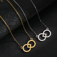 new creative personality punk bohemian metal gold round double ring interlocking necklace female simple necklace jewelry gift