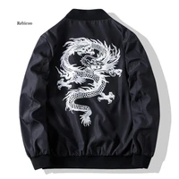 bomber jacket men chinese dragon embroidery pilot jacket retro punk hip hop jacket autumn youth streetwear high street hipster