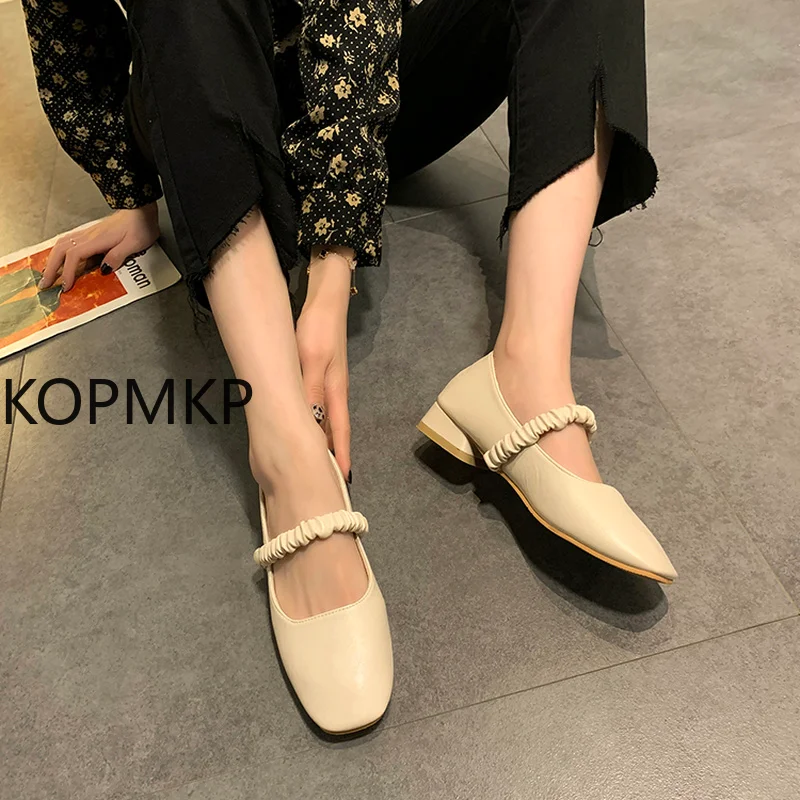 

Mary Jane Shoes 2021spring New All-Match Square Head Wanwan Style Shoes Gentle Low Heel Thick Heel Fairy Shoes Women