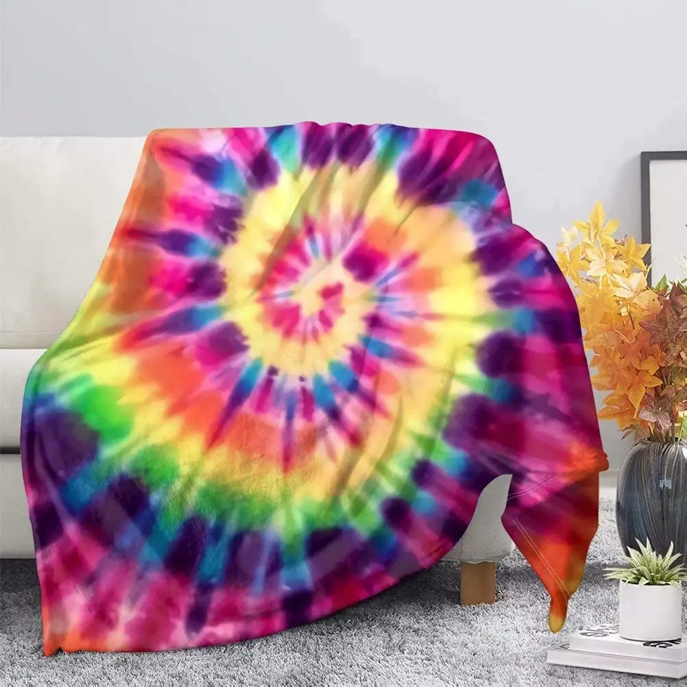 

Raindow Colored Cooling Blanket Throw Soft Lightweight Blanket for Adults Kids Soft Flannel Blankets Office Sofa Bedding Tie-dye