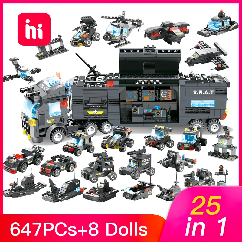 HIPAC 647 шт. DIY строительные блоки 25 в 1 с 8 фигурами высокотехнологичные автомобиль