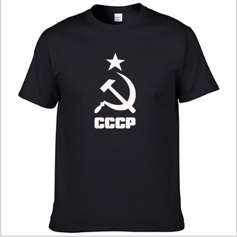 

Men's T-shirt CCCP Russian USSR Soviet Union Summer Casual Solid Color Short Sleeve High Quality Round Neck Cotton Men's T-shirt