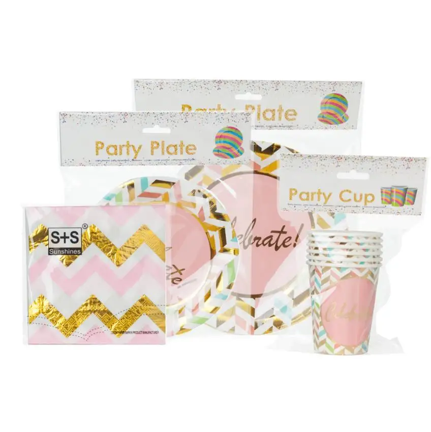 1 комплект с надписью розовый праздновать днем рождения Одноразовый бумажный