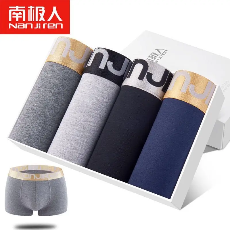 4pcs Hot Underwear Men Cotton Boxer Homme Brand Underpants Male Panties Wild BreathbaleShorts Sexy UConvex Pouch Plus Size L-3XL