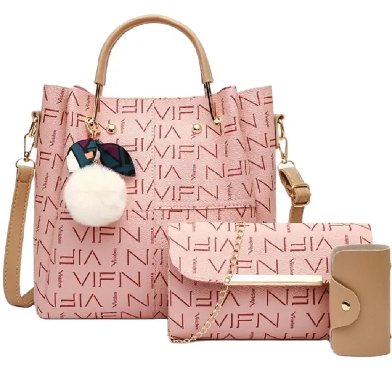 

Three Piece Bags For Women 2021 New Luxury Handbags Women'S Crossbody Wool Ball Portable Single Shoulder Messenger Desinger Tote