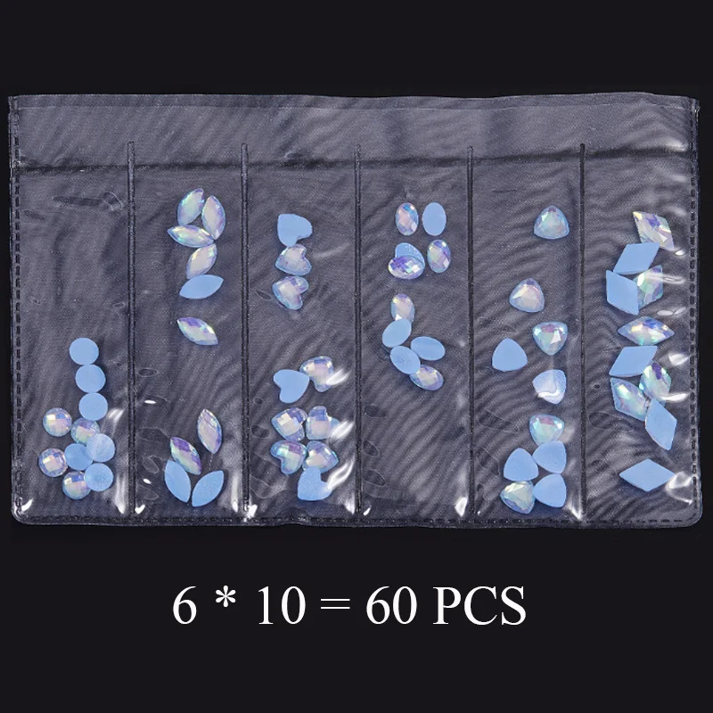 60Pcs Blue 1 упаковка AB плоские с оборота стеклянные стразы для ногтей алмазные каплевидные конские глазные кристаллы Камни блестящие драгоценные камни маникюрные украшения для ногтей - Цвет: 60Pcs Blue