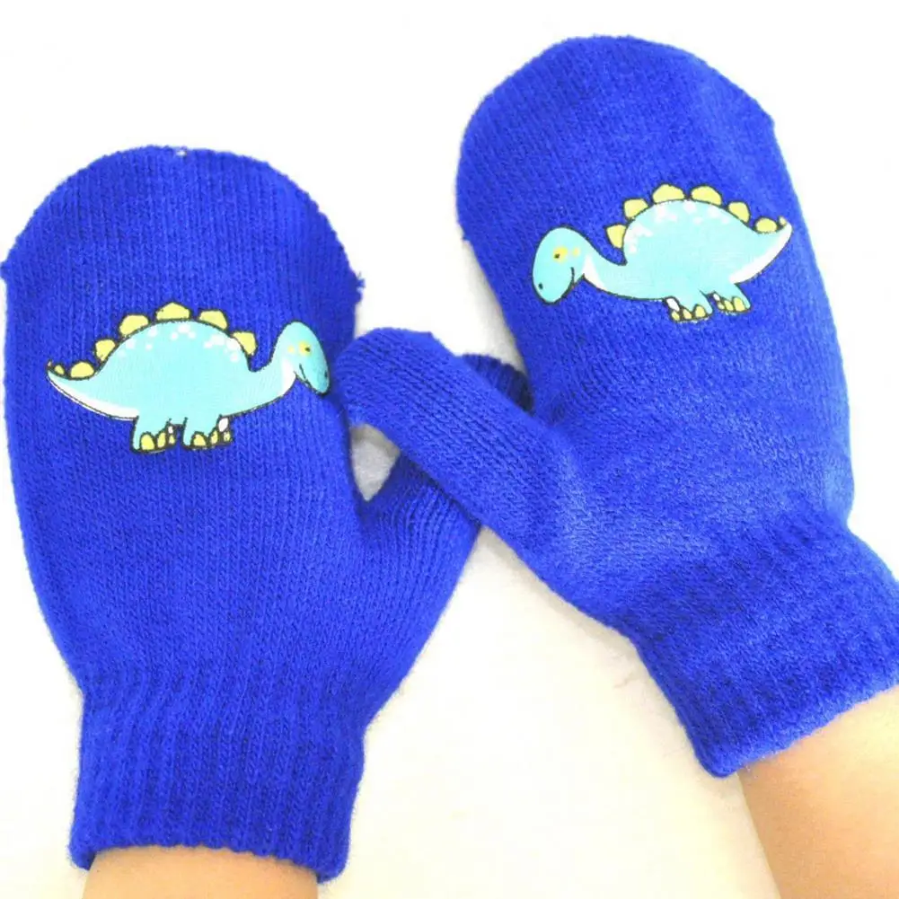 

Зимние теплые ветрозащитные перчатки с рисунком маленького динозавра для мальчиков и девочек, 1 пара, мягкие перчатки для малышей, теплые дл...