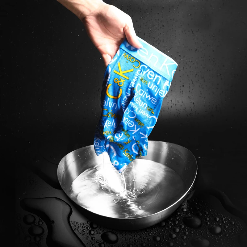 Men's Underwear Boxer Shorts Pure Cotton Youth Sports Breathable Personality Trend Vckv Boxer Shorts Head Slit 4-piece Set