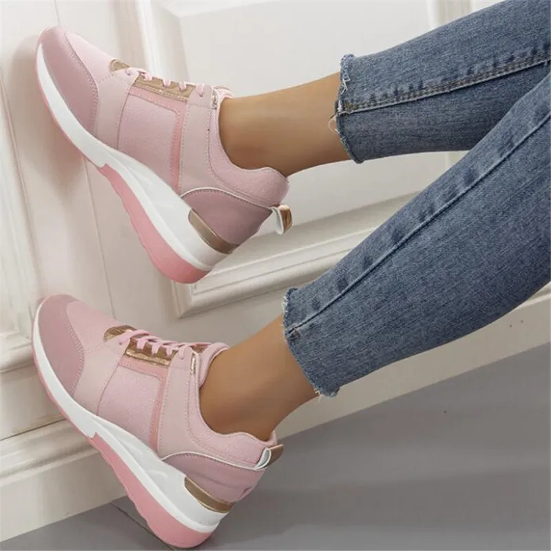 Кроссовки женские на платформе для бега Вулканизированная подошва дышащие