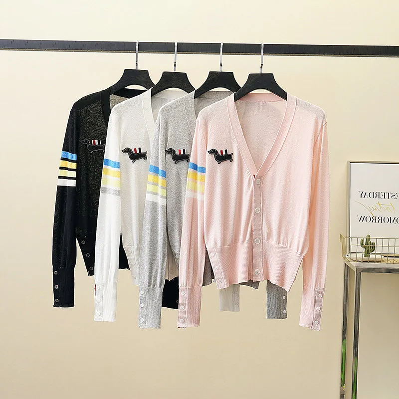 

JCHB женские летние тонкие трикотажные полосатые свитера с V-образным вырезом, пальто, кардиганы, женские пончо с длинным рукавом, свитера, жен...