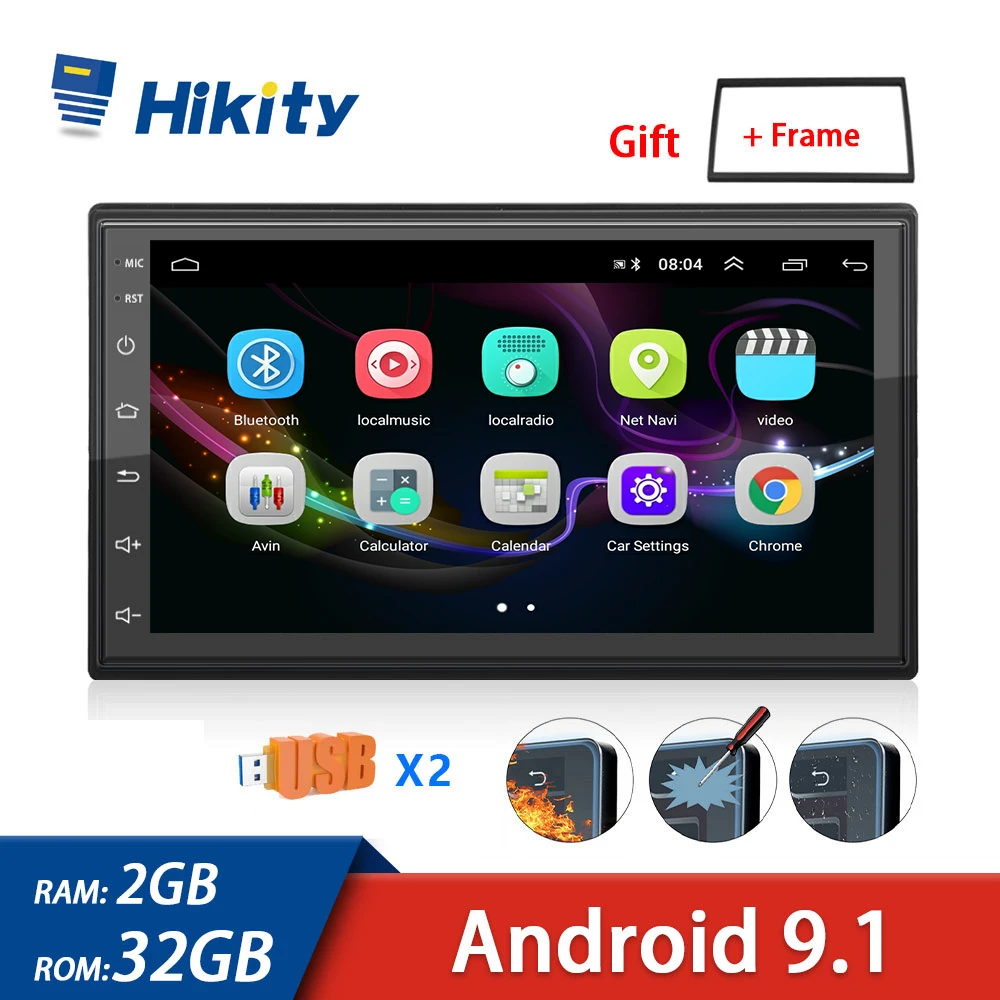 Hikity Android 9.1 2 Din Car Multimedia Player GPS Autoradio 2+32GB  Wifi Car Stereo For Volkswagen Nissan Hyundai Kia Toyota