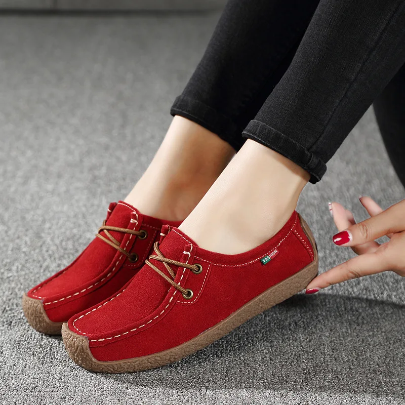 

2020 New Women Shoes Fashion Non-slip Women Flats Casual Shoes For Women Lace-up Comfy Leather zapatos mujer chaussure femme