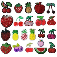 cute sequin cherry watermelon strawberry pineapple apple fruit embroidery patch baby childrens clothes ironing decal badge