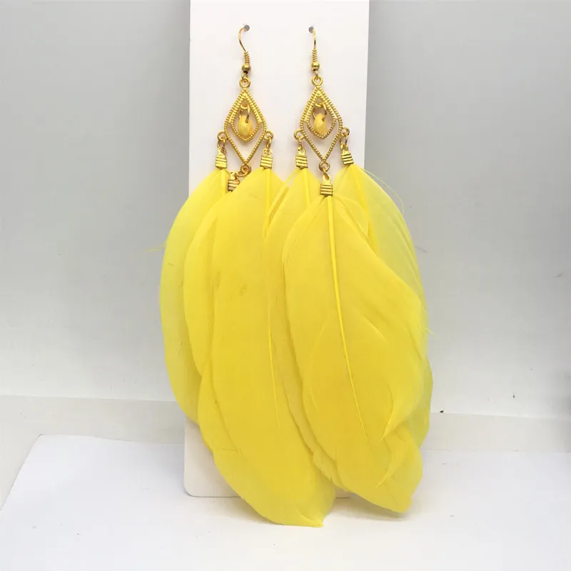 Ms Betti Vintage long feather earring for fahion women 2020 jewelry gift wholesale 6 pairs/lot | Dangle Earrings
