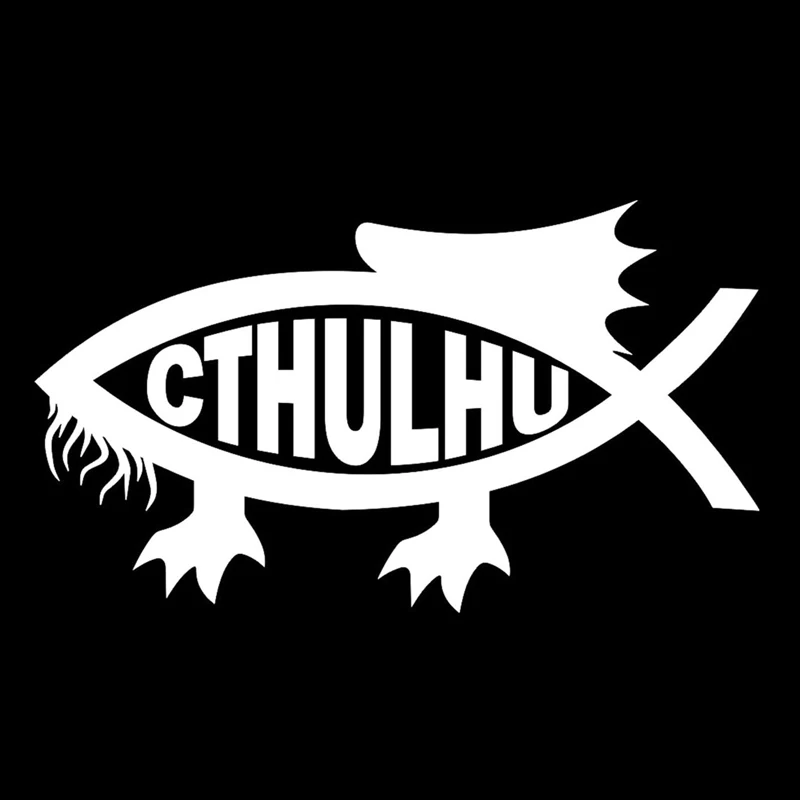 DAWASARU Cthulhu Fish Fashion Car Sticker Decor Vinyl Decal Decoration Personality Black/silver 8*14CM | Автомобили и мотоциклы