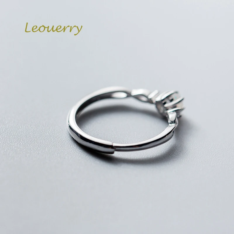 

Leouerry 925 Sterling Silver Hollow Opal Stone Open Braided Ring for Female Lady Elegant Wedding Engagement Rings