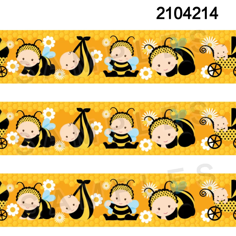 10 ярдов атласная корсажная лента с мультяшным принтом пчелы украшение для