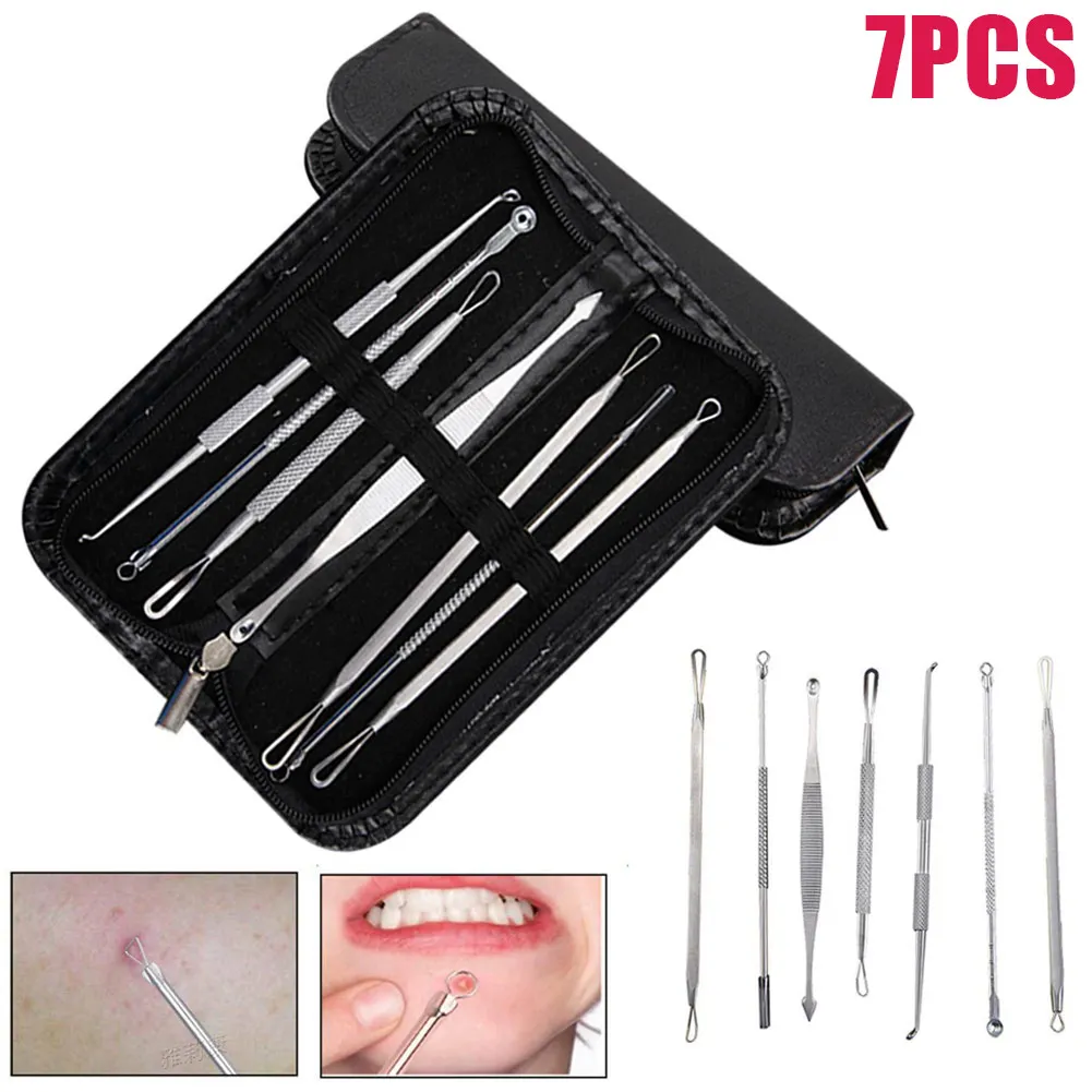 

7pcs/set Blackhead Acne Removal Tool Set Comedone Pimple Blemish Extractor Remover Tool Tweezer Kit SSwell