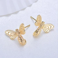 4pcslot creative real gold color plated brass animal bee charms earrings settings connectors for diy jewelry making accessories