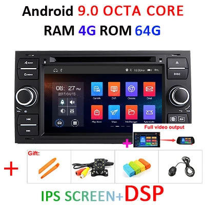 4G+ 64G Автомобильный dvd-плеер Android 9,0 2 din в тире для Ford Transit Focus подключение S-MAX C-MAX Kuga Mondeo Автомобильный Радио gps Мультимедиа - Цвет: 4G 64G IPS DSP F B