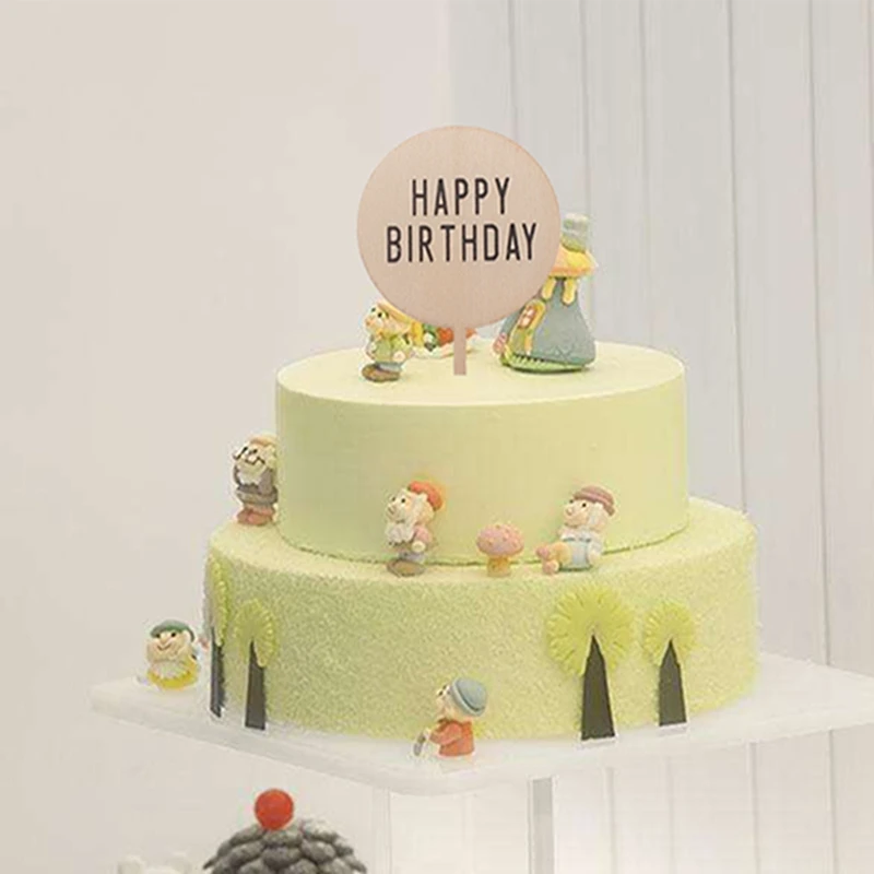Happy Birthday Cakes Printed Cards Hats Decorative Wooden Card Accessories 10 pcs/pack | Дом и сад