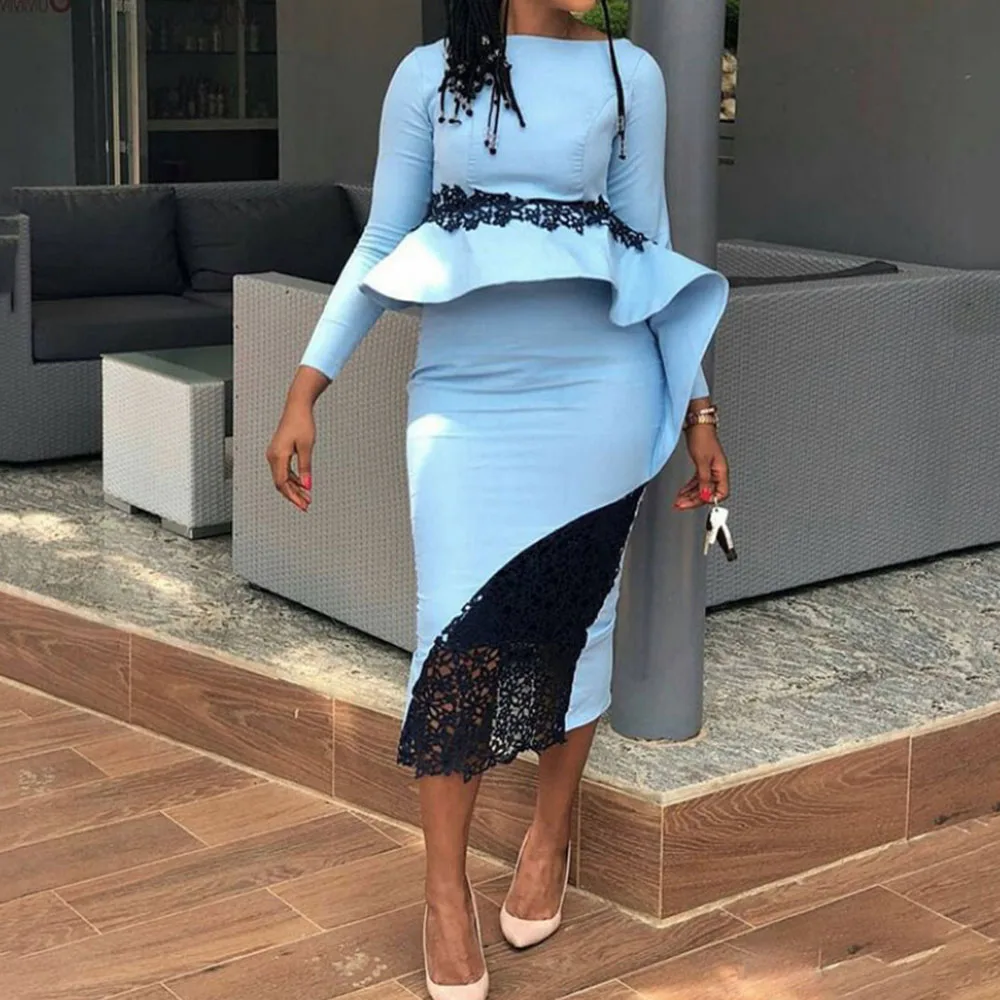 Женское платье в африканском стиле кружевное лоскутное облегающее коктейльное