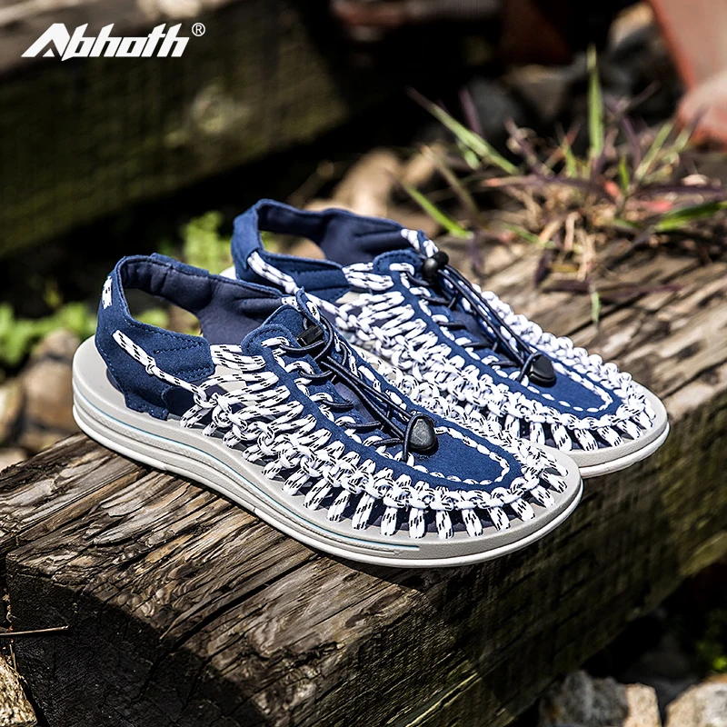 

Abhoth Men Shoes Breathable Shoes Beach Sneakers Men Weave Light Hollow-carved Design Causal Shoes Outdoor Leisure Shoes 38-46
