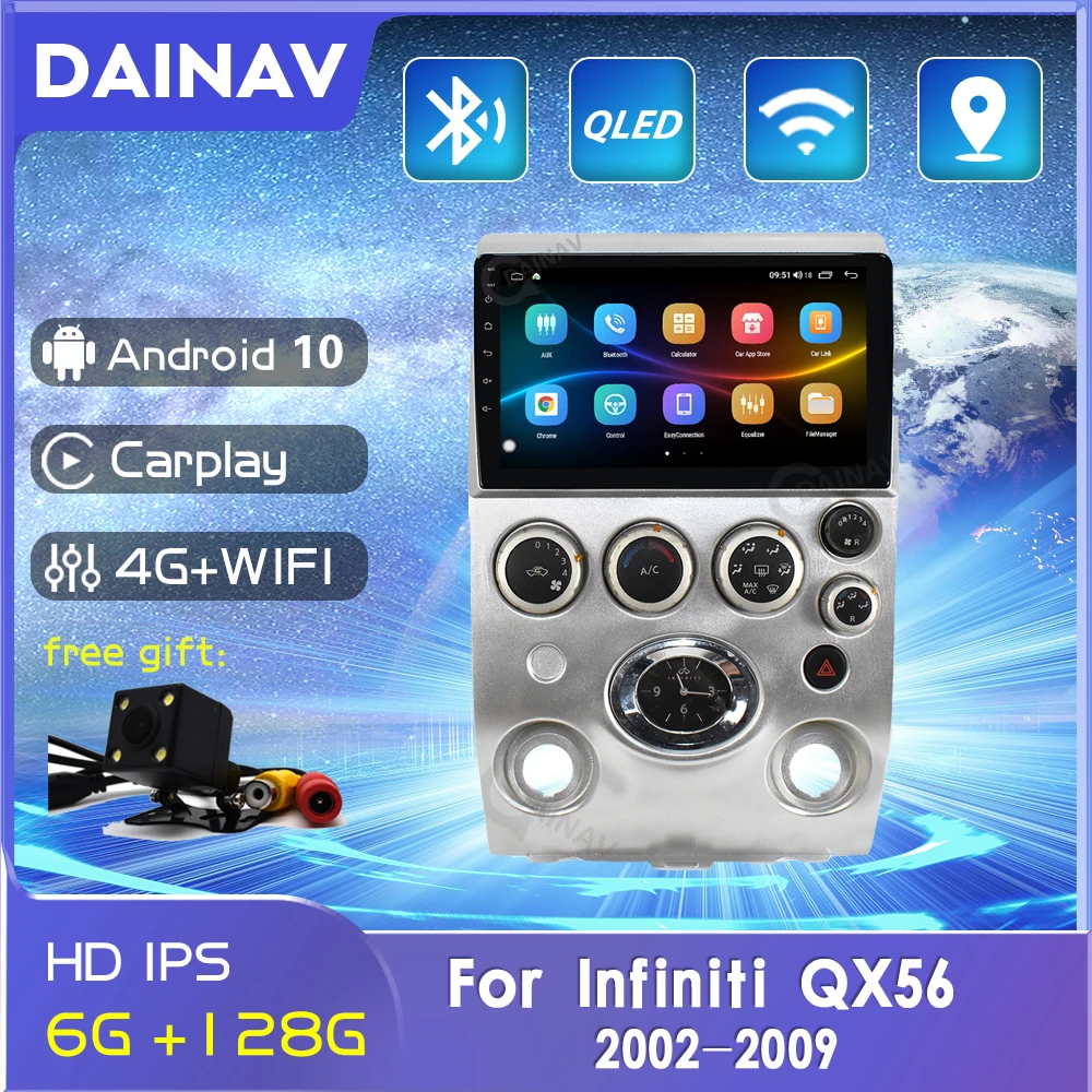 Автомобильный мультимедийный DVD-плеер 128 ГБ 2 Din Android для Infiniti QX56 2002-2009 радио