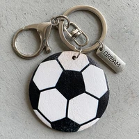 softball football basketball baseball wooden round disc pendant keychains sports style key rings jewelry wholesale