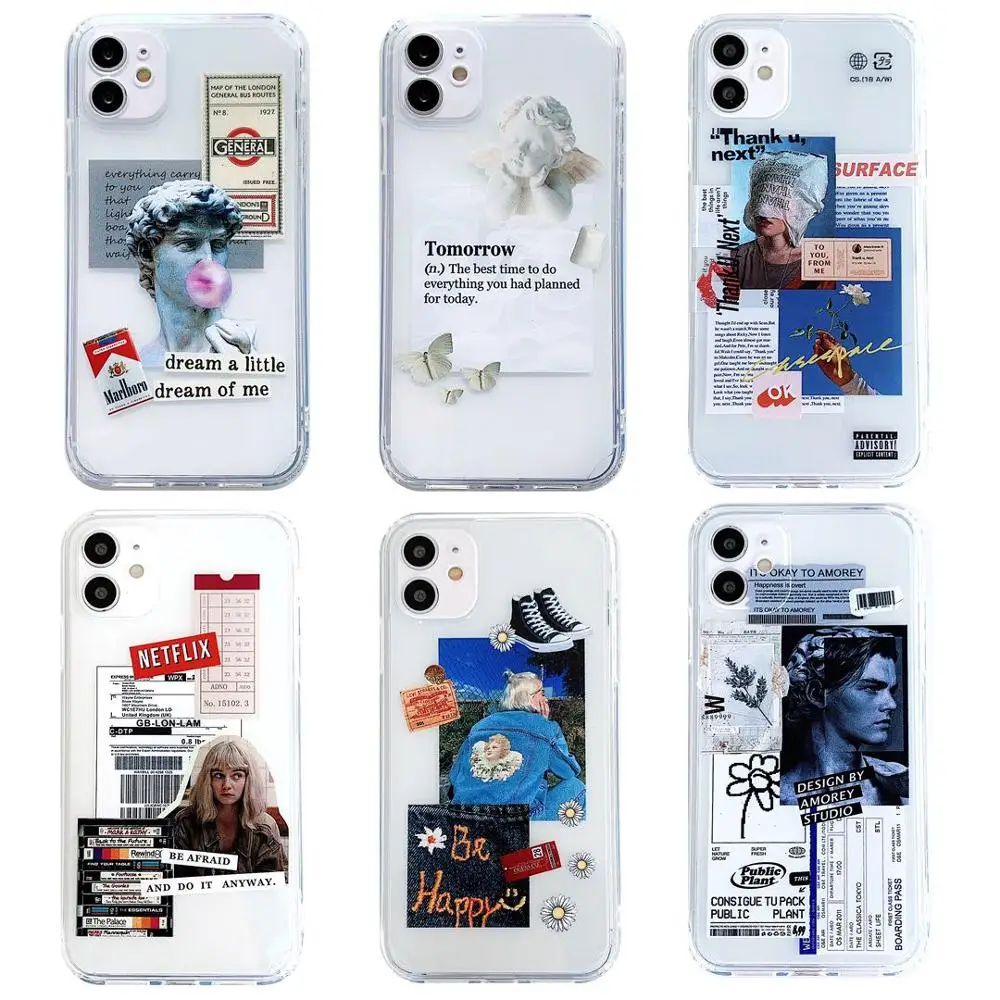 

Luxury Fashion Label Straight Edge Phone Cases on For iPhone 12 Mini 11 Pro XS Max X XR 7 8 Plus SE 2020 Funda Soft TPU Cover